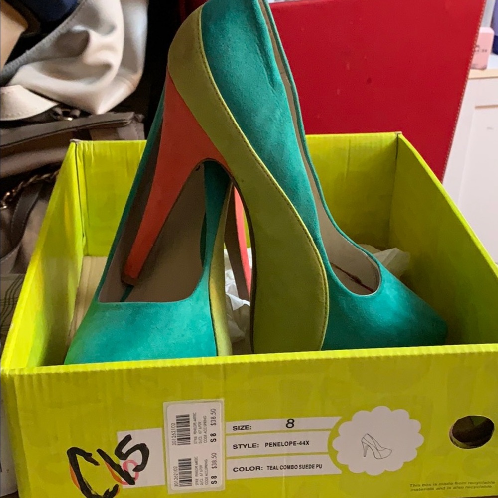 Penelope Teal Combo Suede